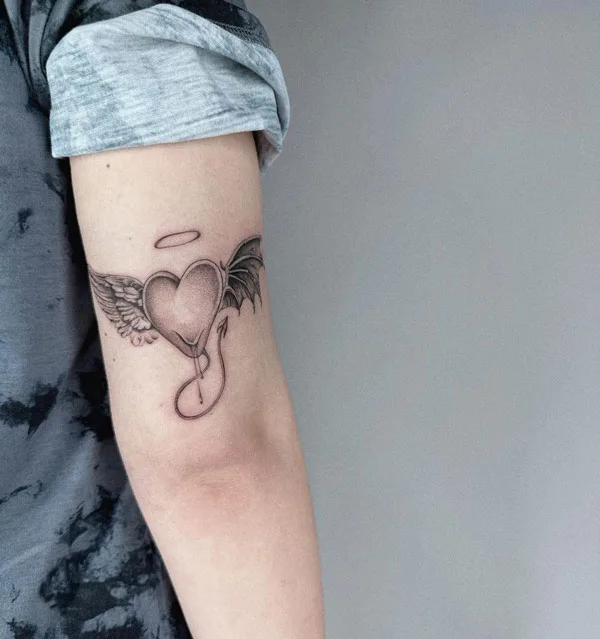 Heart with angel wings tattoo 2