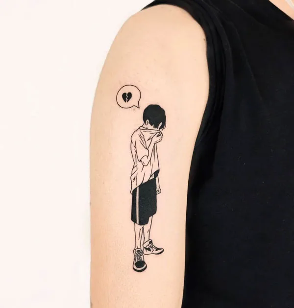 Heartache broken heart tattoo