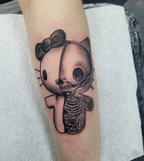 Hello kitty skull tattoo