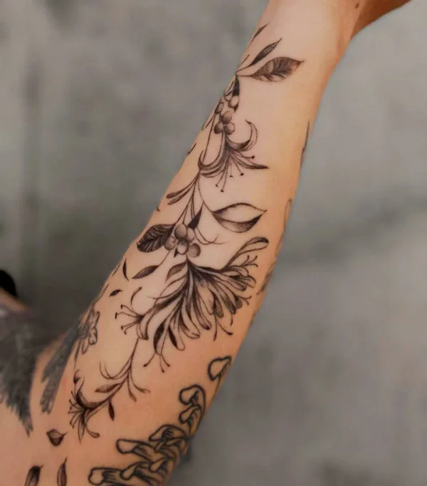 Honeysuckle Forearm Tattoo 2