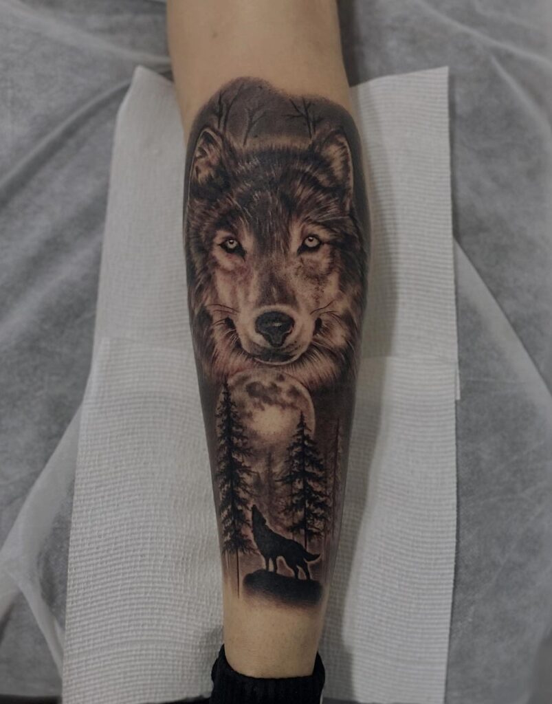 Howling Wolf Forearm Tattoo Design