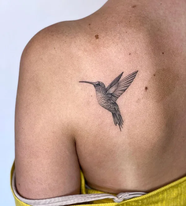 Hummingbird Back Tattoo 2