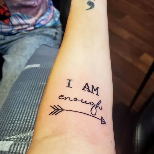 I am enough tattoo with arrow