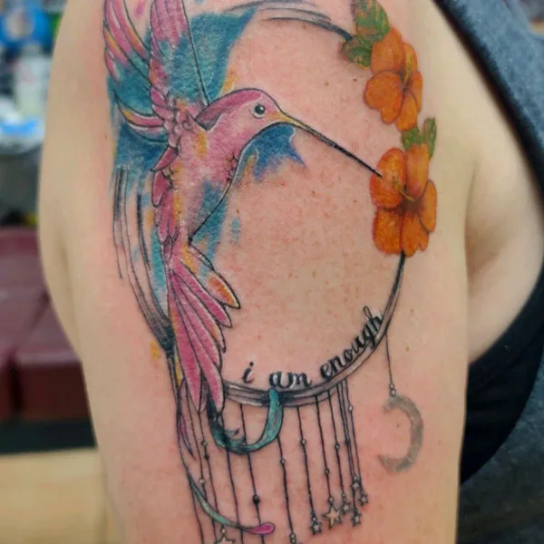 I am enough tattoo with bird