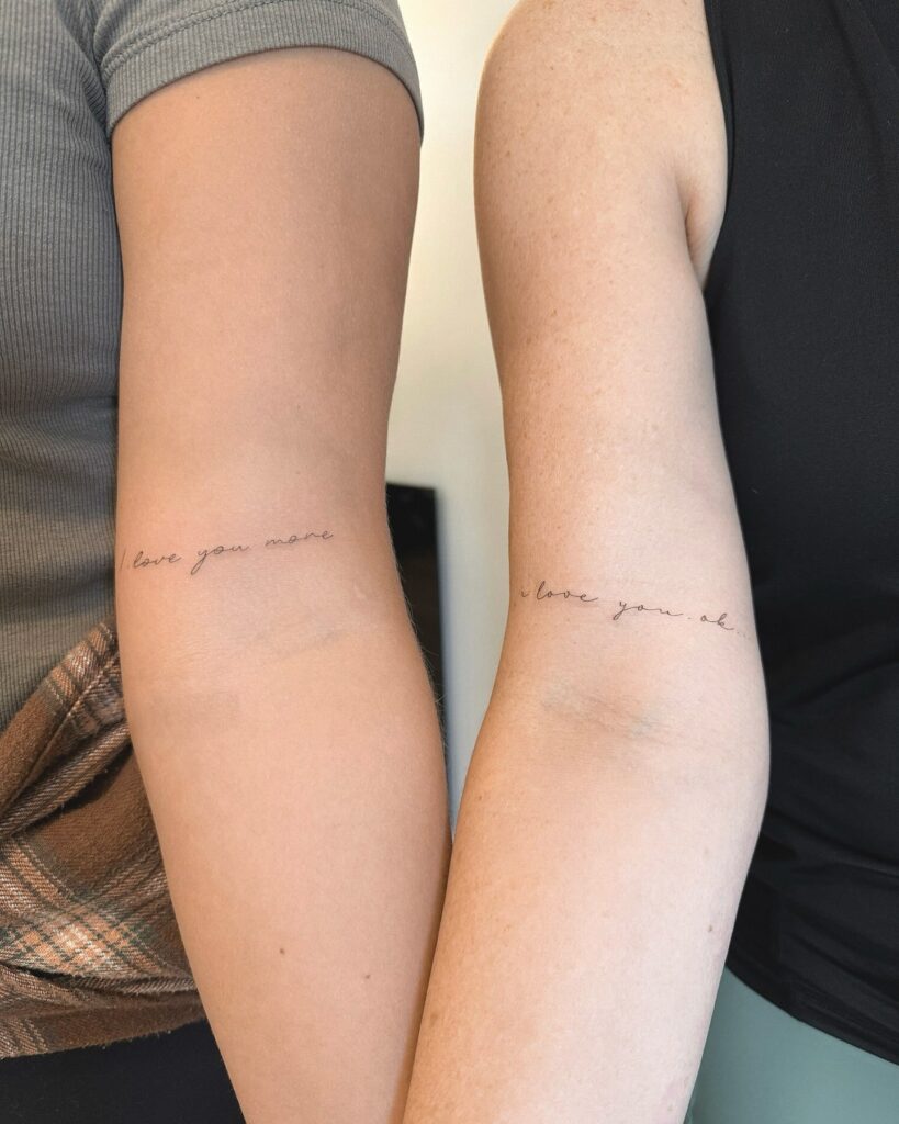 I Love You More Heartfelt Script Mother and Daughter Tattoos for a Deep Bond