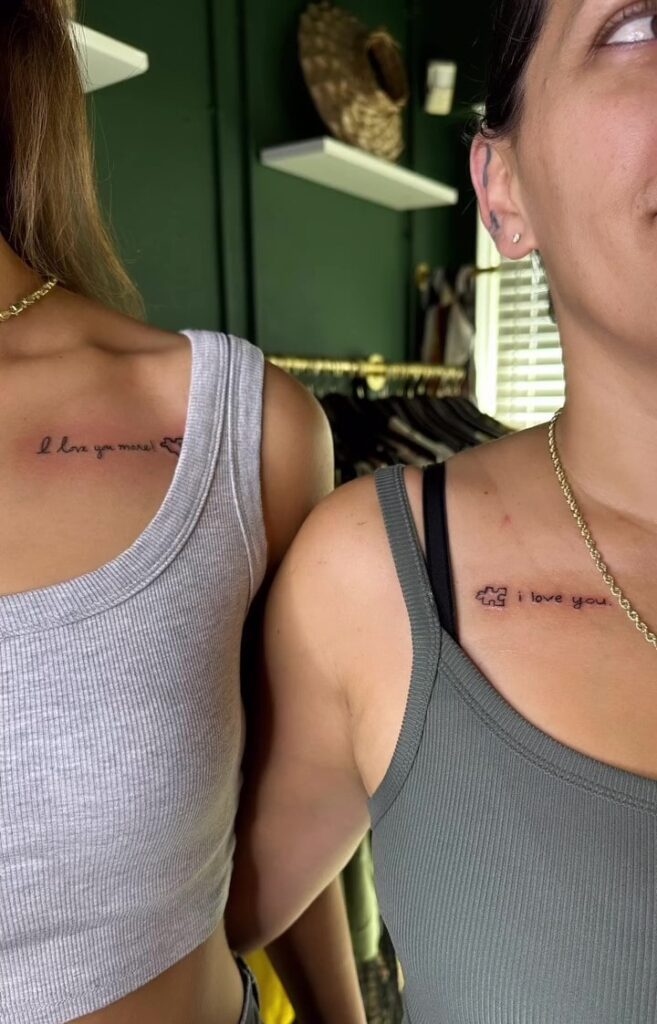 I Love You Puzzle Piece Mother Daughter Tattoos Symbolizing a Perfect Fit