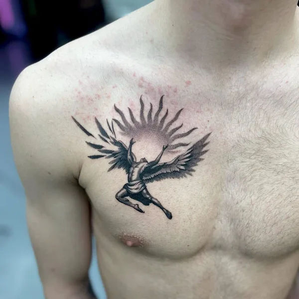 Icarus Chest Tattoo 1