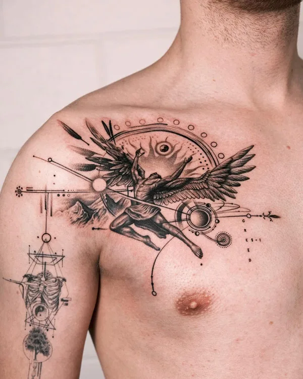 Icarus Chest Tattoo 2