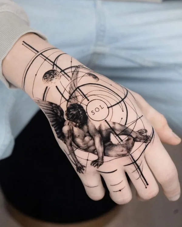 Icarus Tattoo on Hand 2