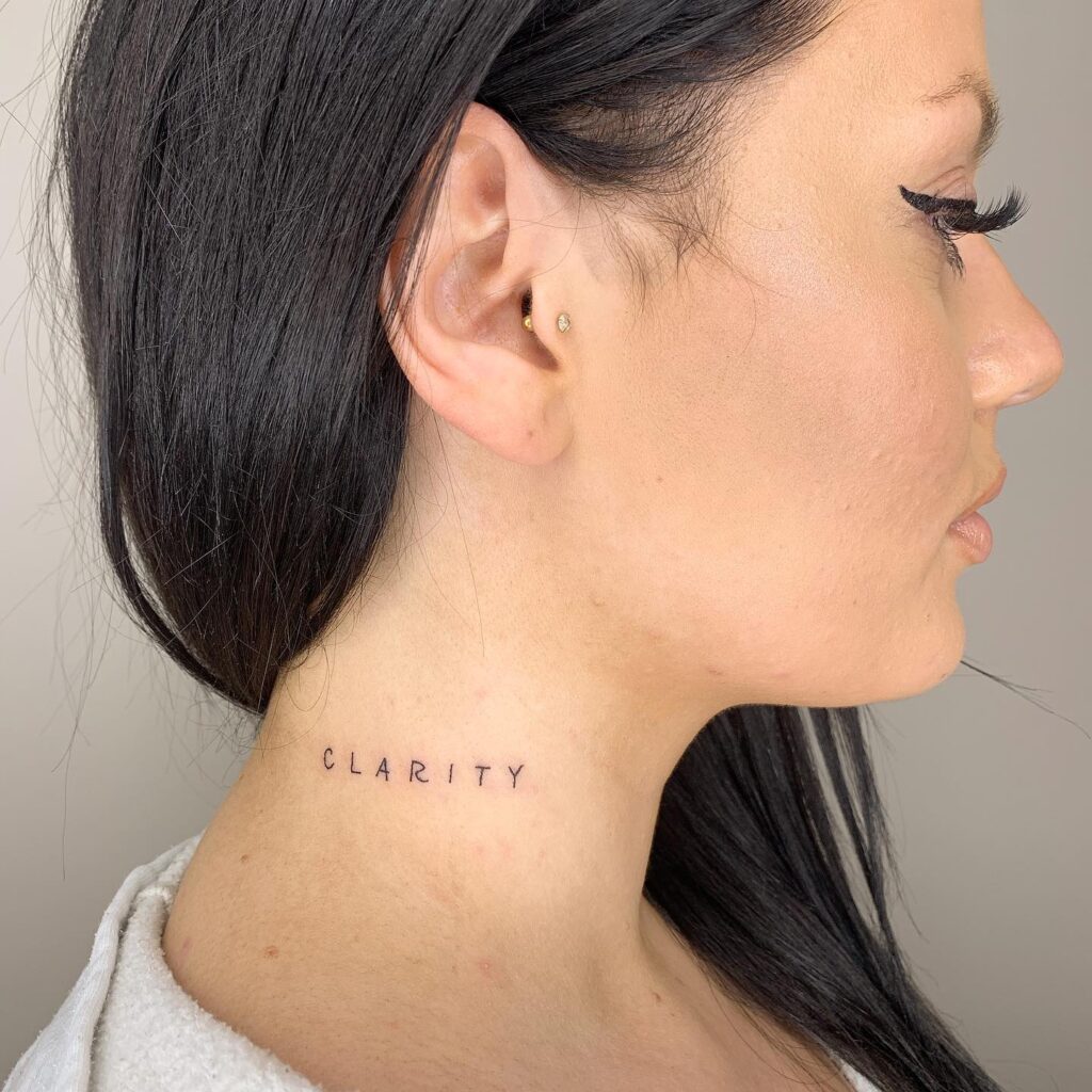 Illuminating Strength Inspirational Neck Tattoo for Women
