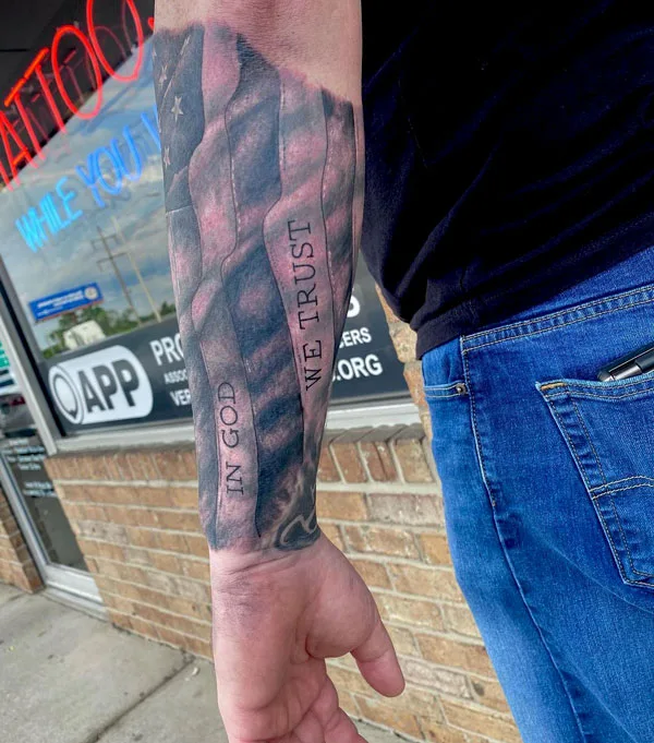In god we trust flag tattoo