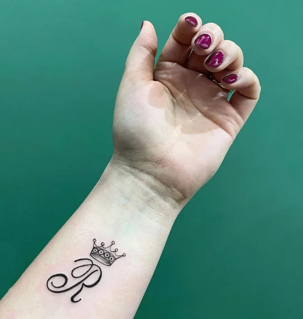 Initial with Crown Tattoo 1