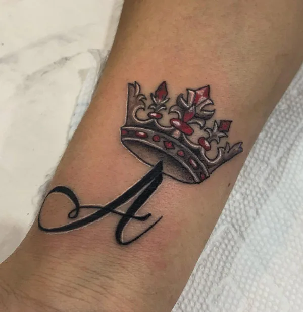 Initial with Crown Tattoo 2