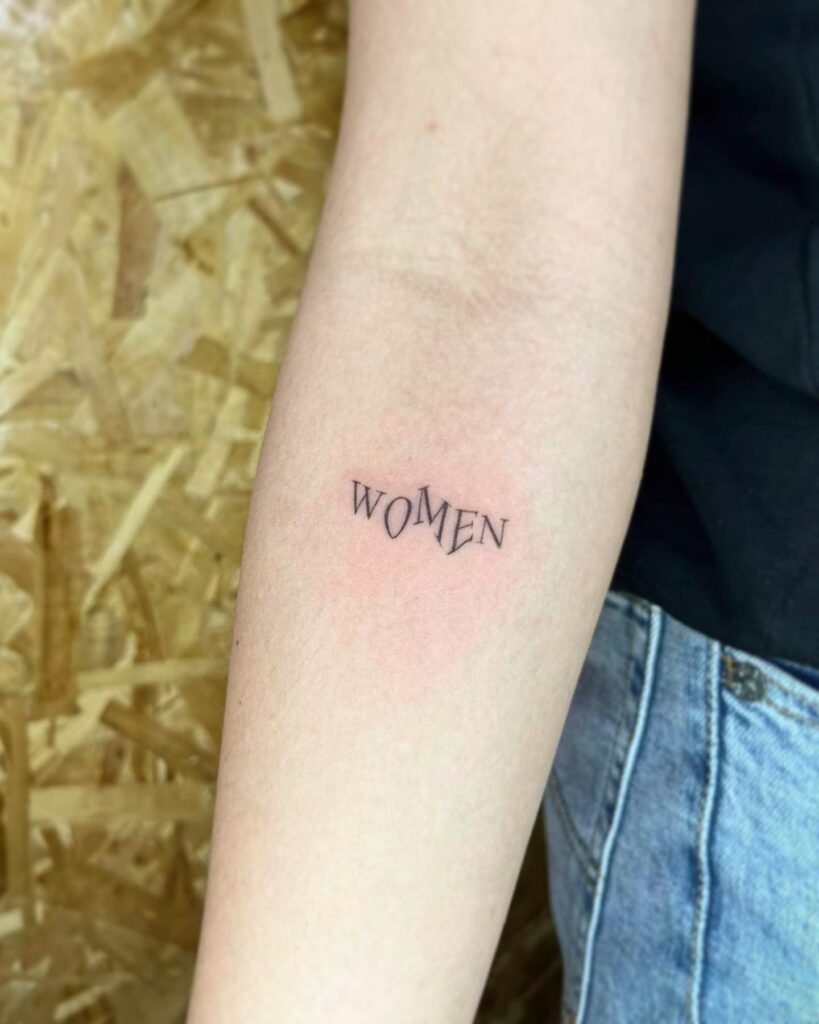 Inner forearm women lettering tattoo for girls