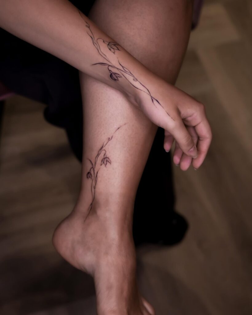 Arm and ankle tattoo floral accents for moms and daughters