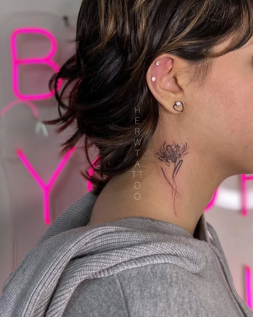 Intricate Floral Side Neck Tattoo Bold Feminine and Resilient