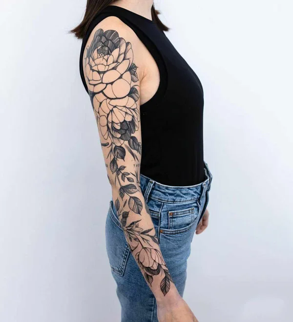 Japanese Flower Sleeve Tattoo 2