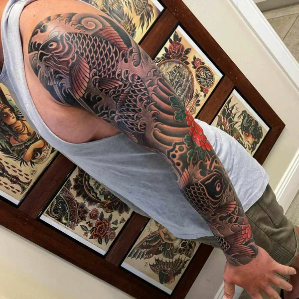 Japanese Koi Fish Sleeve Tattoo 1