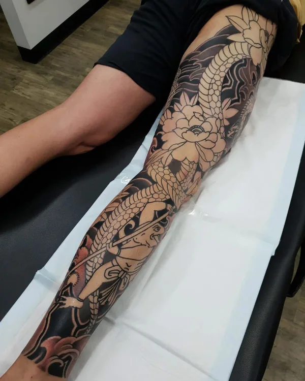 Japanese Leg Sleeve Tattoo 2