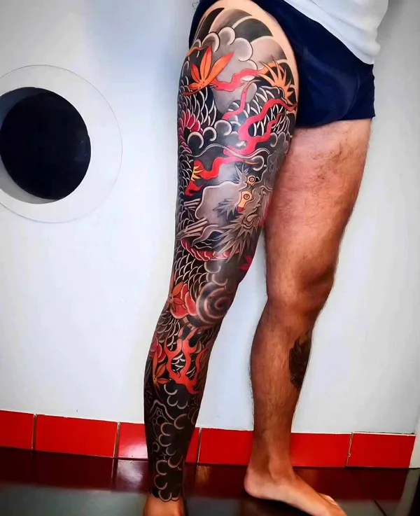Japanese Leg Sleeve Tattoo 4
