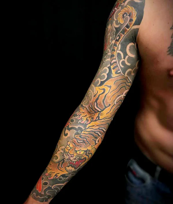 Japanese Tiger Sleeve Tattoo 1