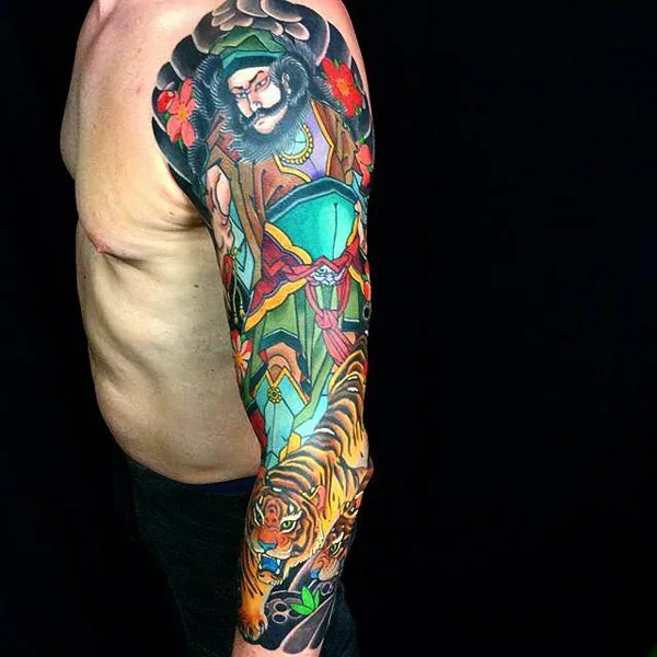 Japanese Tiger Sleeve Tattoo 2