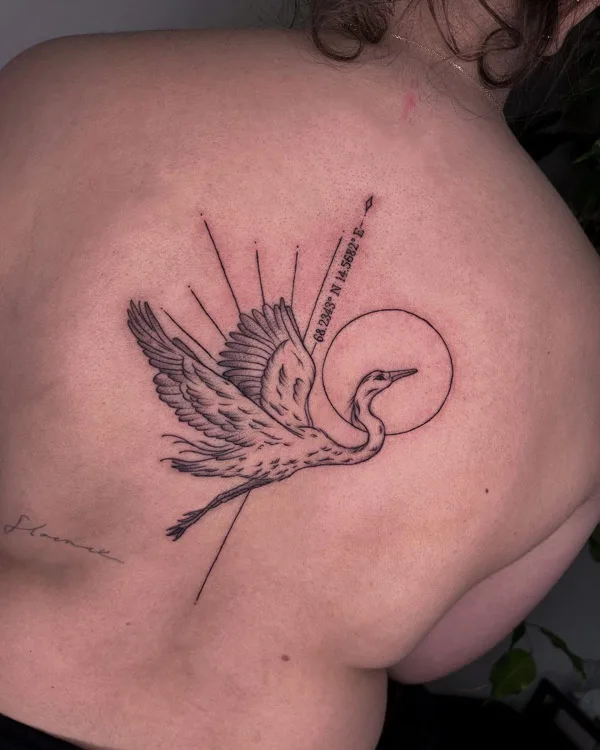 Japanese crane tattoo 10