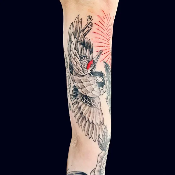 Japanese crane tattoo 11