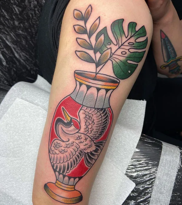 Japanese crane tattoo 12
