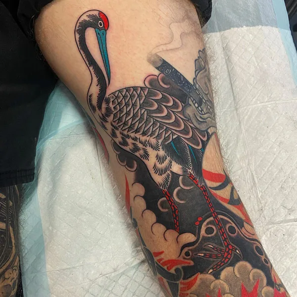 Japanese crane tattoo 14