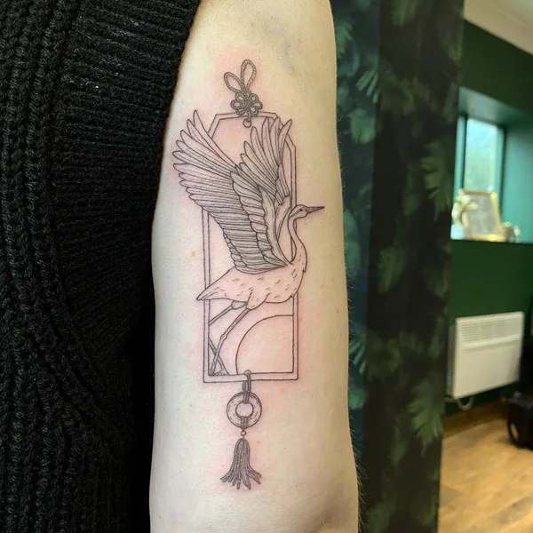 Japanese crane tattoo 17