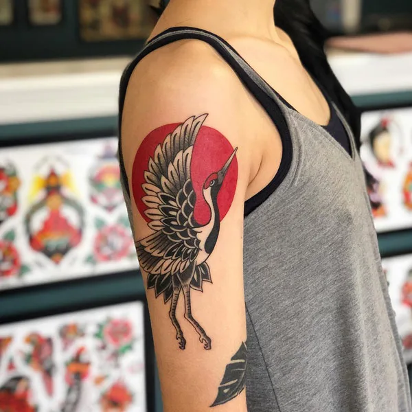 Japanese crane tattoo 2