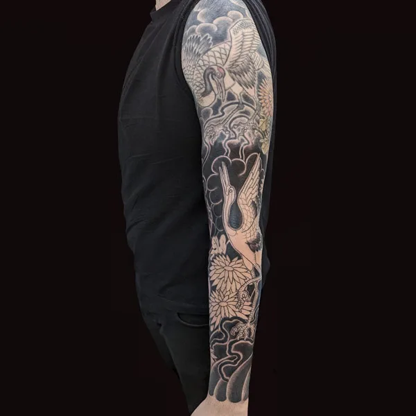 Japanese crane tattoo 20