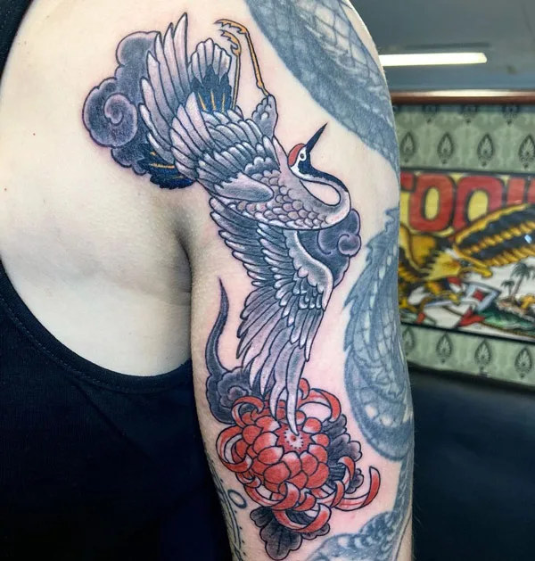 Japanese crane tattoo 21