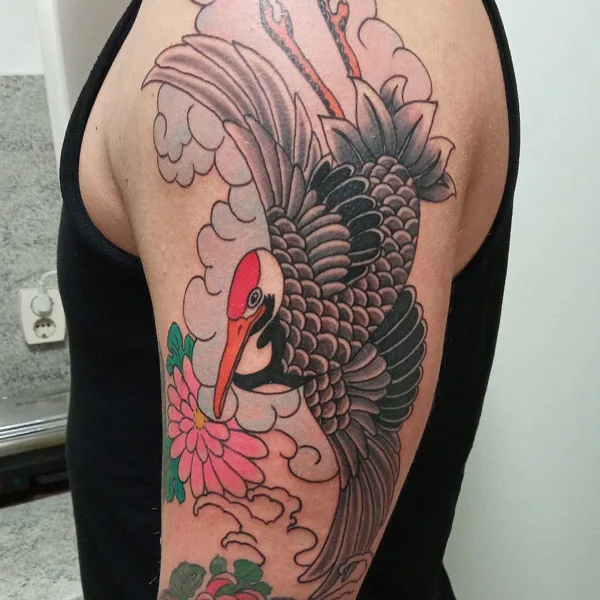 Japanese crane tattoo 24