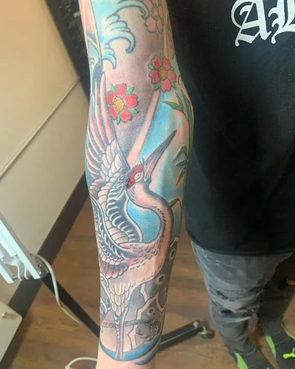 Japanese crane tattoo 26