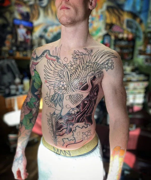 Japanese crane tattoo 28