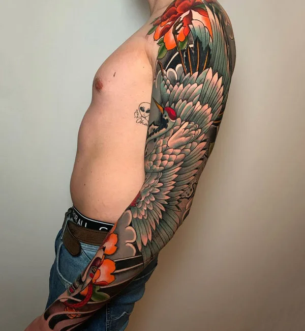 Japanese crane tattoo 3