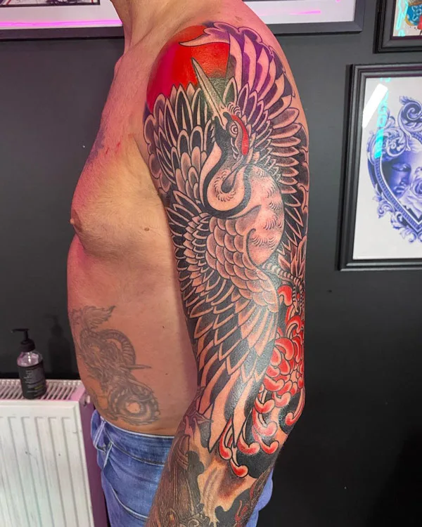 Japanese crane tattoo 31