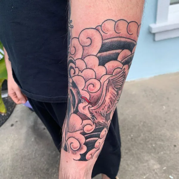 Japanese crane tattoo 34