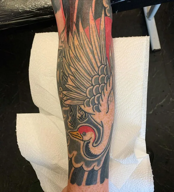 Japanese crane tattoo 35