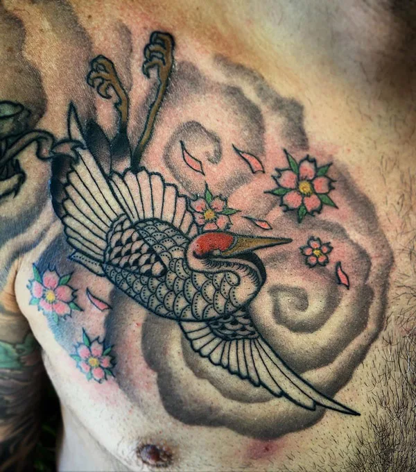 Japanese crane tattoo 40