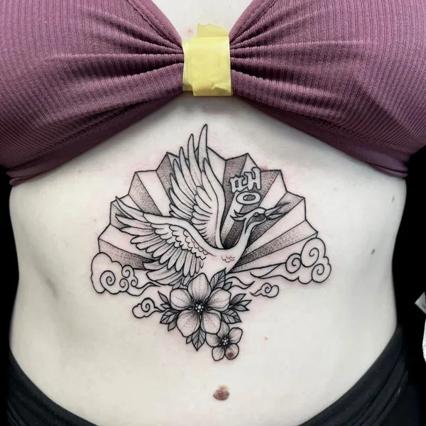 Japanese crane tattoo 44
