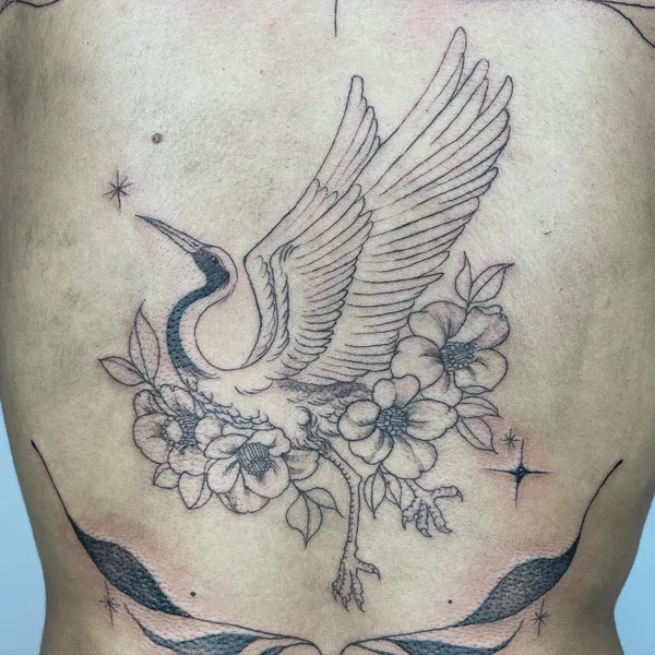 Japanese crane tattoo 49