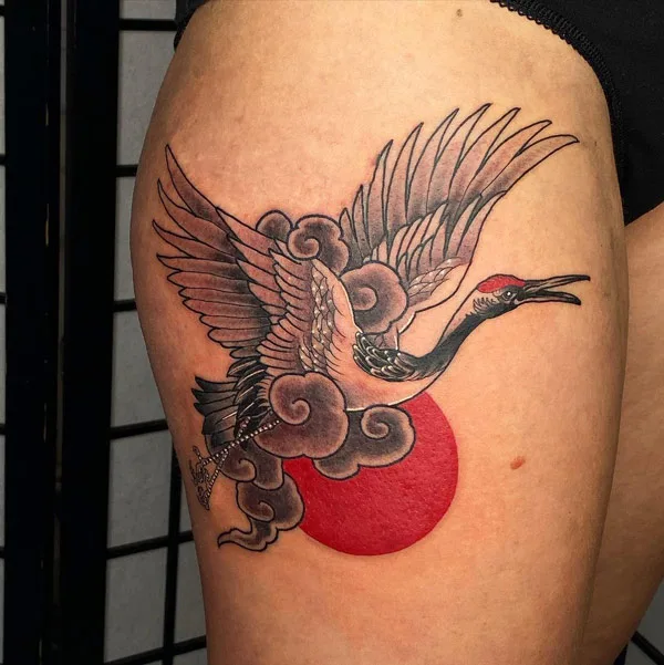 Japanese crane tattoo 5