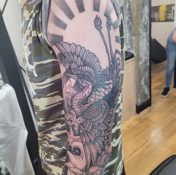Japanese crane tattoo 54