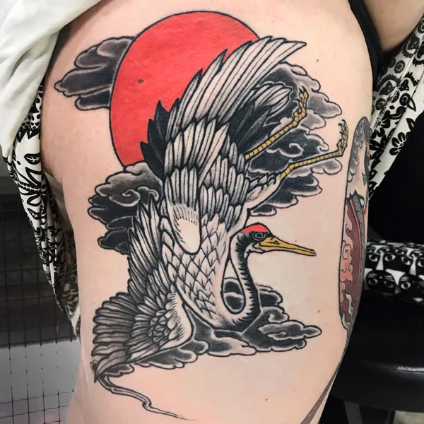 Japanese crane tattoo 6
