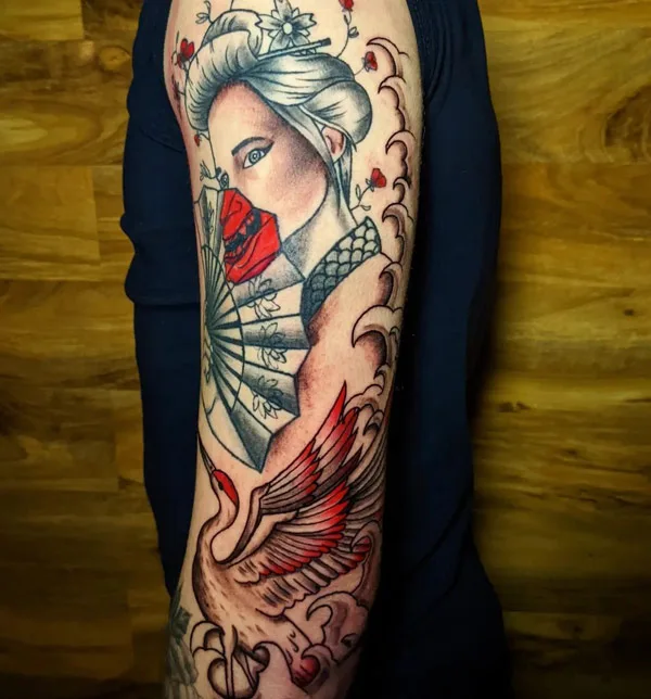 Japanese crane tattoo 65