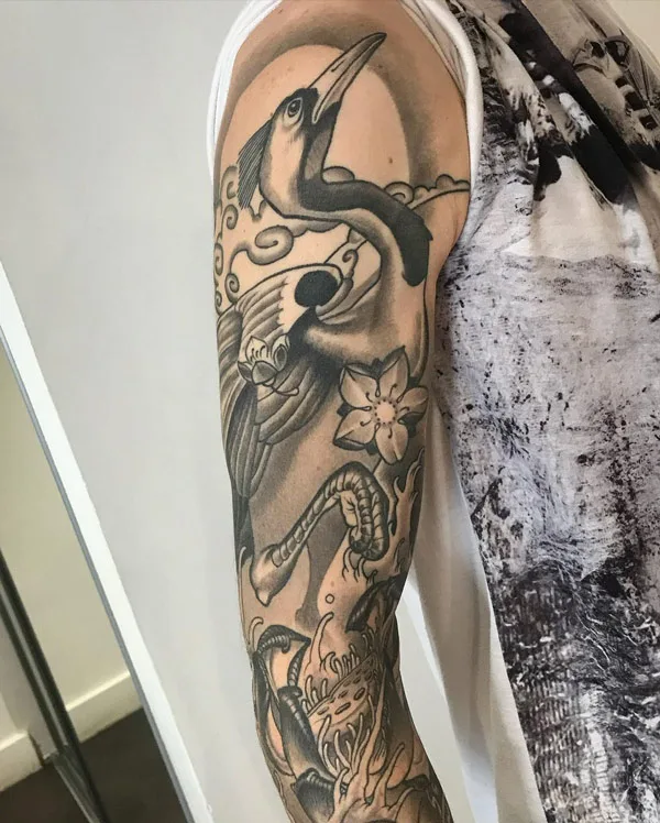 Japanese crane tattoo 68