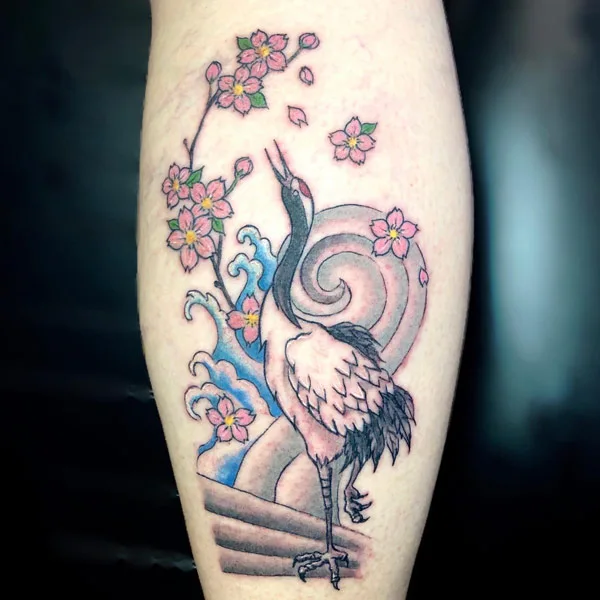 Japanese crane tattoo 7
